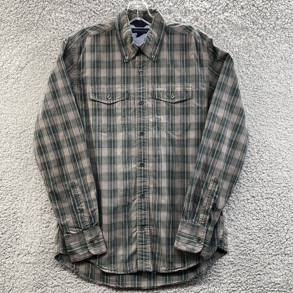 Tommy Hilfiger Button Up‎ Men's Small Green Plaid Button Up Top Men's S